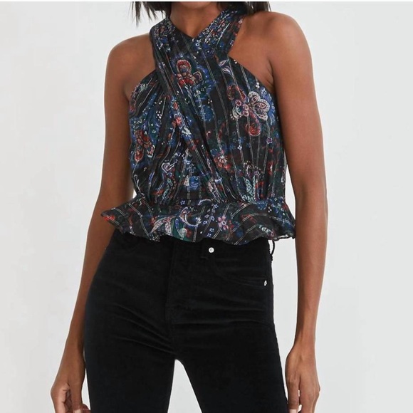 Veronica Beard Tops - Veronica Beard Kailani Top Paisley Metallic Black Multi